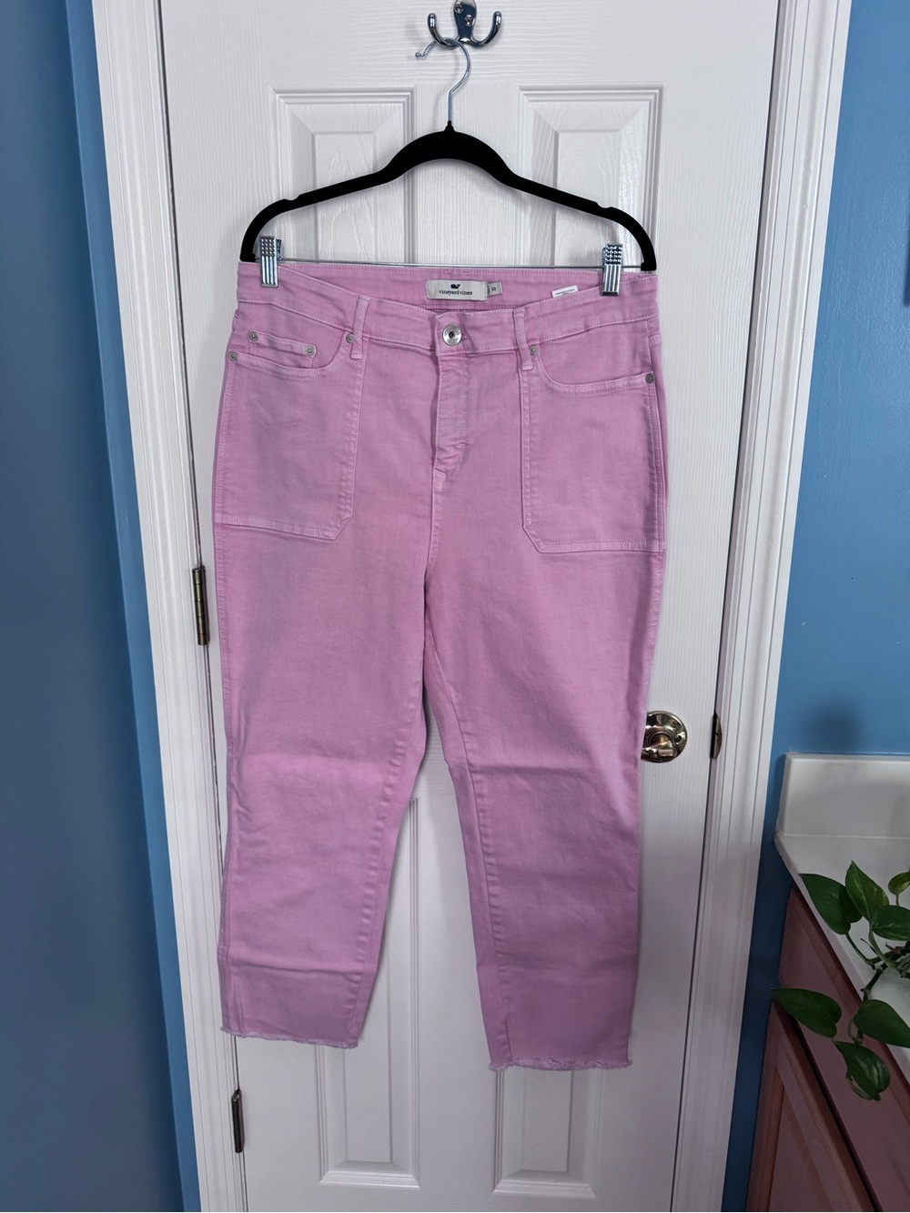 Vineyard Vines Pastel Pink Cropped Straight-Leg Jeans
